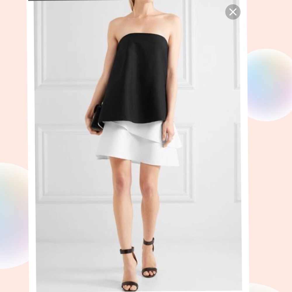 Halston Heritage Black/chalk Strapless Mini Dress